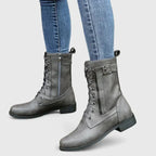 Women's lace-up ankle boots with side zipper and low heel