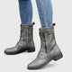Women's lace-up ankle boots with side zipper and low heel