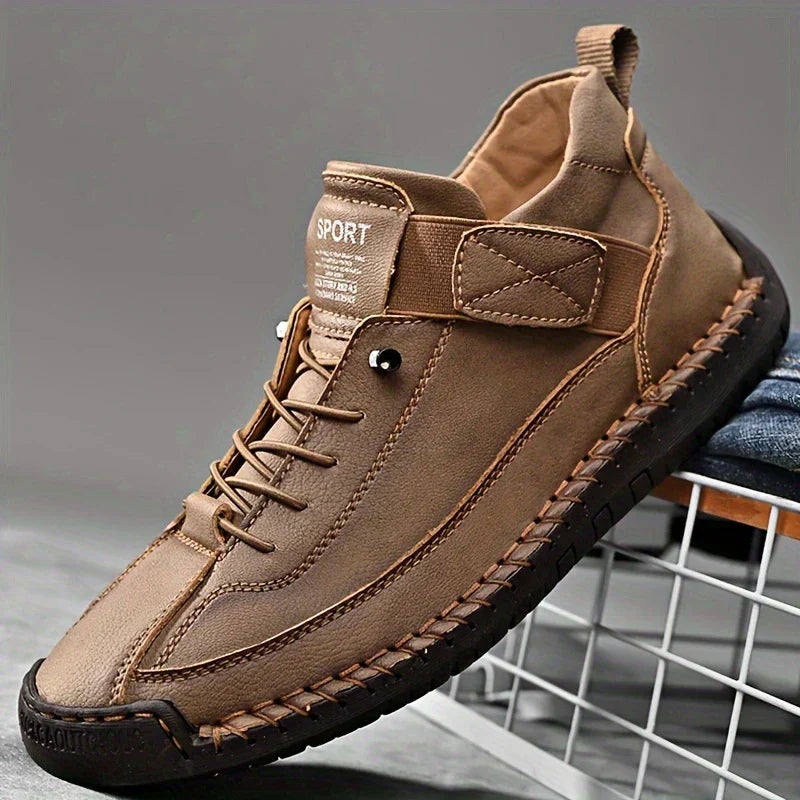 Women's lace-up casual sneakers with ankle strap and stitched panels