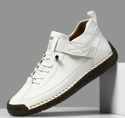 Women's lace-up casual sneakers with ankle strap and stitched panels