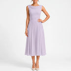 Midelle  - Sleeveless Pleated Cocktail Midi Dress Attending Formal Events