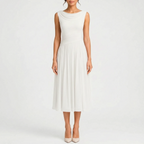 Midelle  - Sleeveless Pleated Cocktail Midi Dress Attending Formal Events