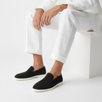 Men's low-profile loafers with moc toe and contrast sole