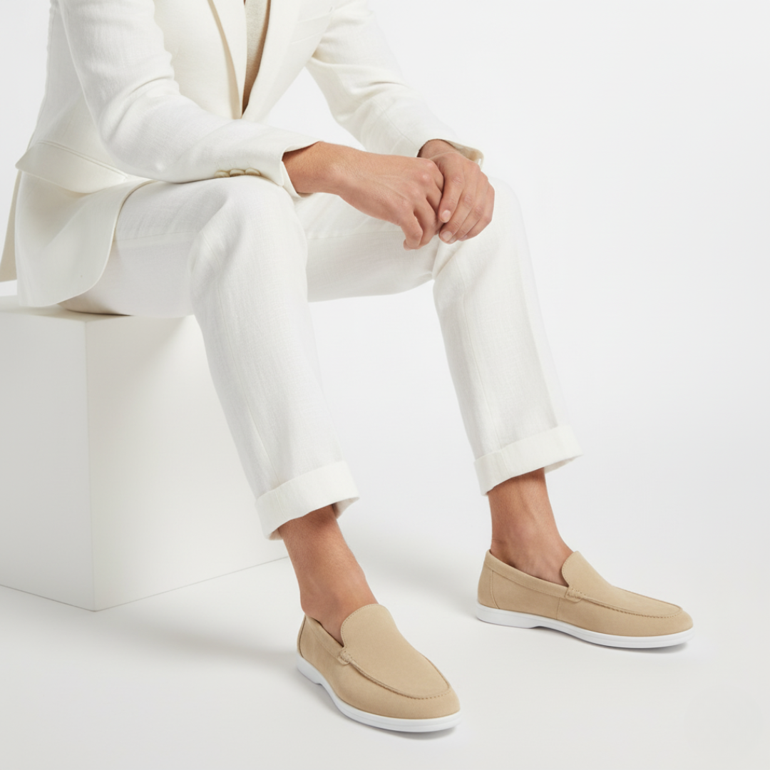 Men's low-profile loafers with moc toe and contrast sole