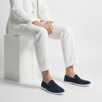 Men's low-profile loafers with moc toe and contrast sole
