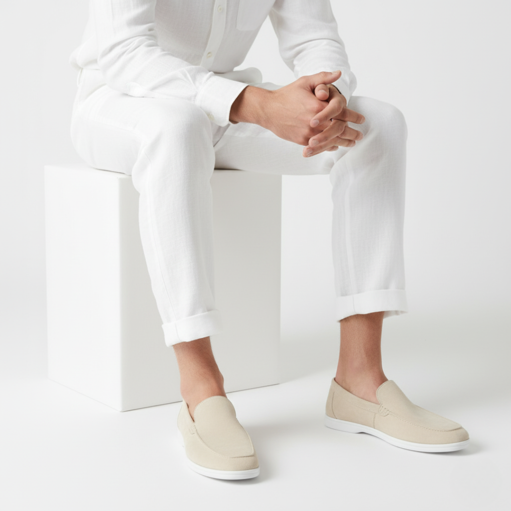 Men's low-profile loafers with moc toe and contrast sole