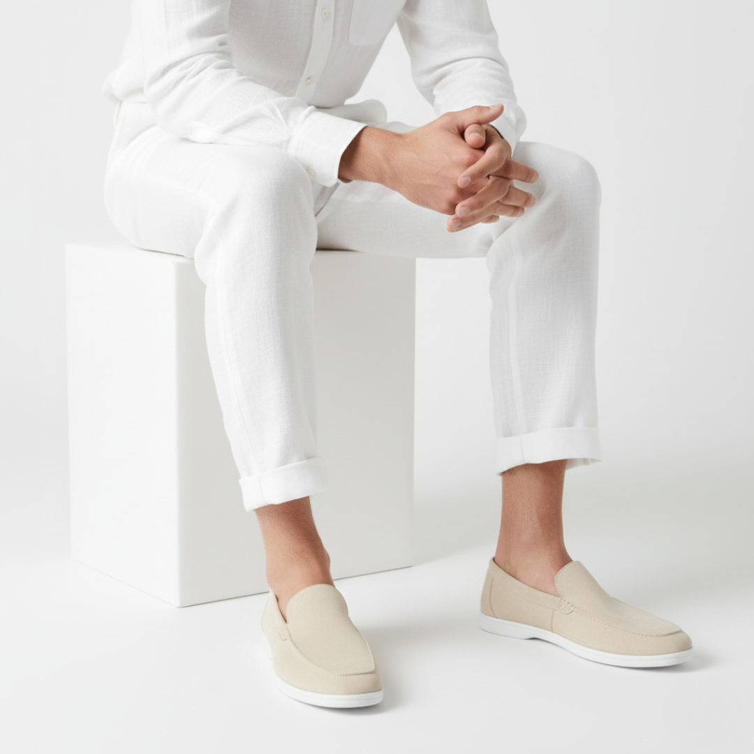 Men's low-profile loafers with moc toe and contrast sole