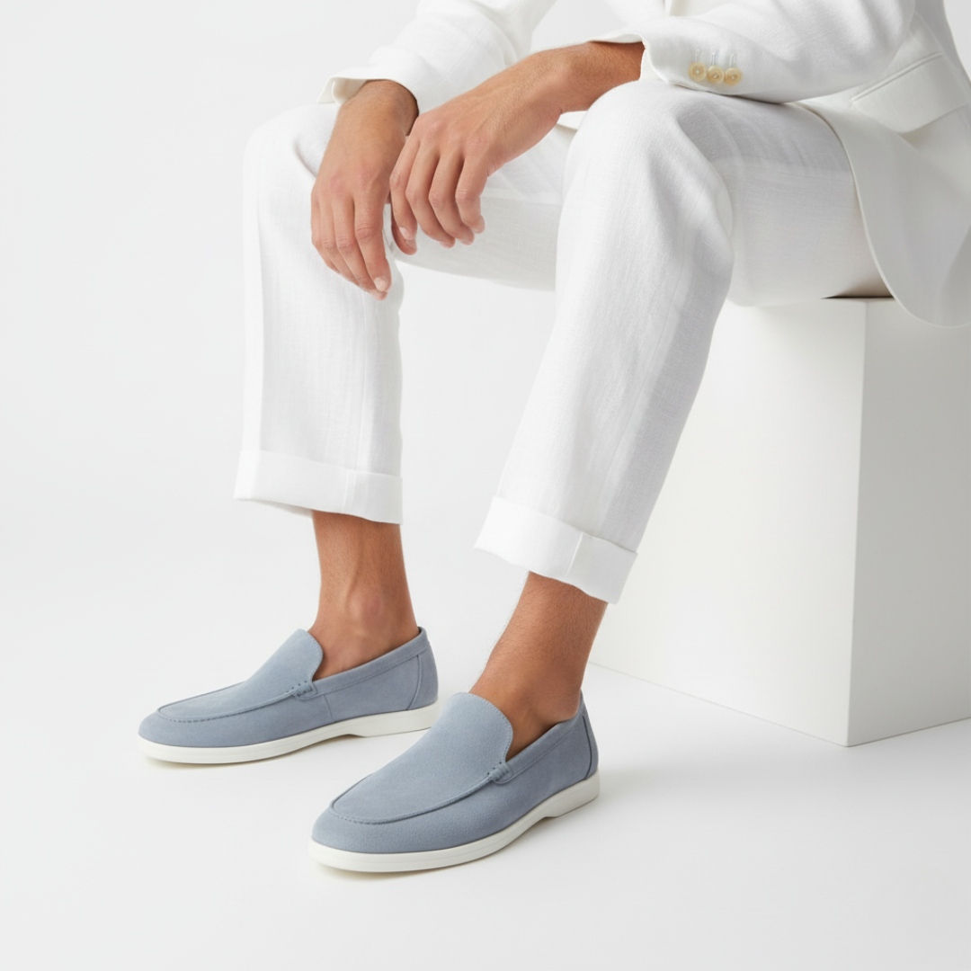 Men's low-profile loafers with moc toe and contrast sole