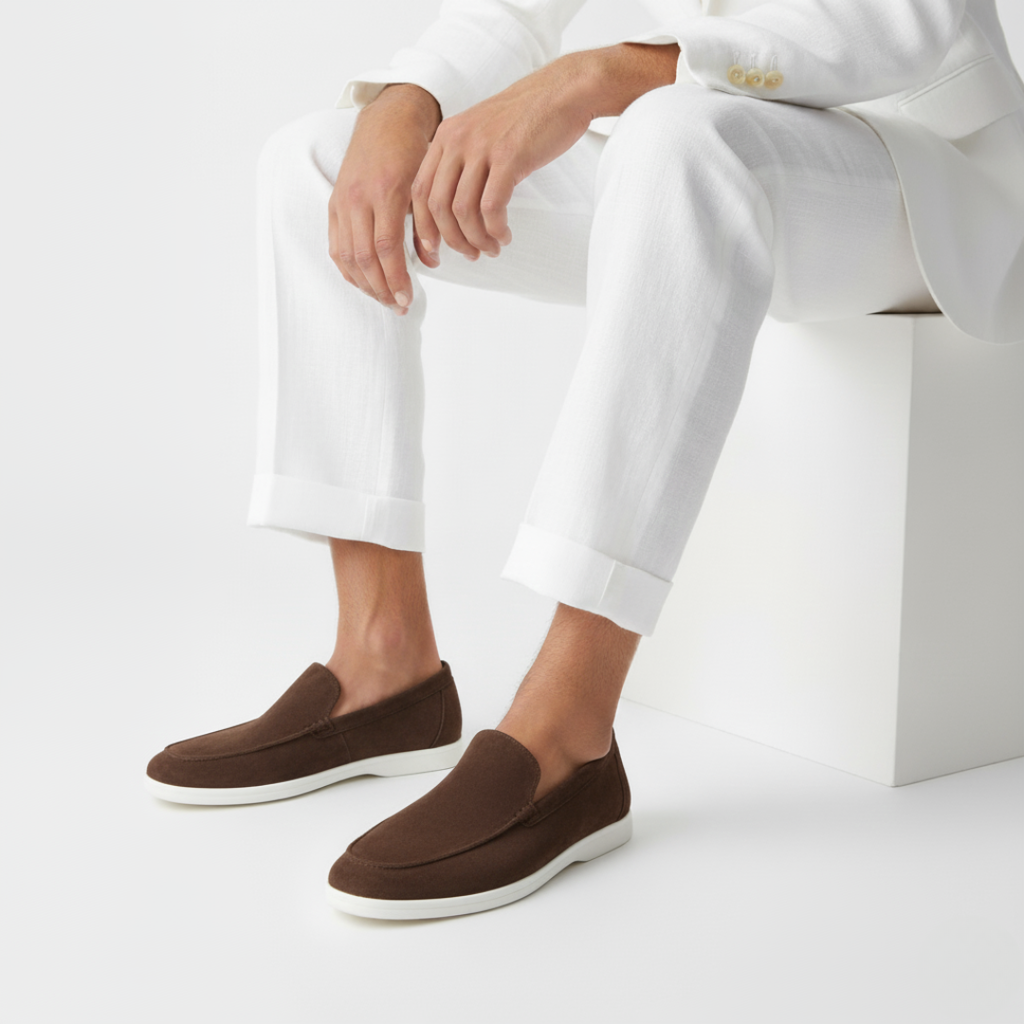 Men's low-profile loafers with moc toe and contrast sole