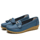 Women's loafers with tassels, metal bit and rounded toe