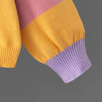 Unisex striped colorblock crew neck sweater with long sleeves