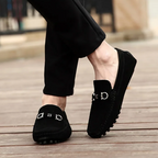 Men's slip-on loafers with metal bit, moc toe and lugged sole