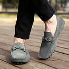 Men's slip-on loafers with metal bit, moc toe and lugged sole