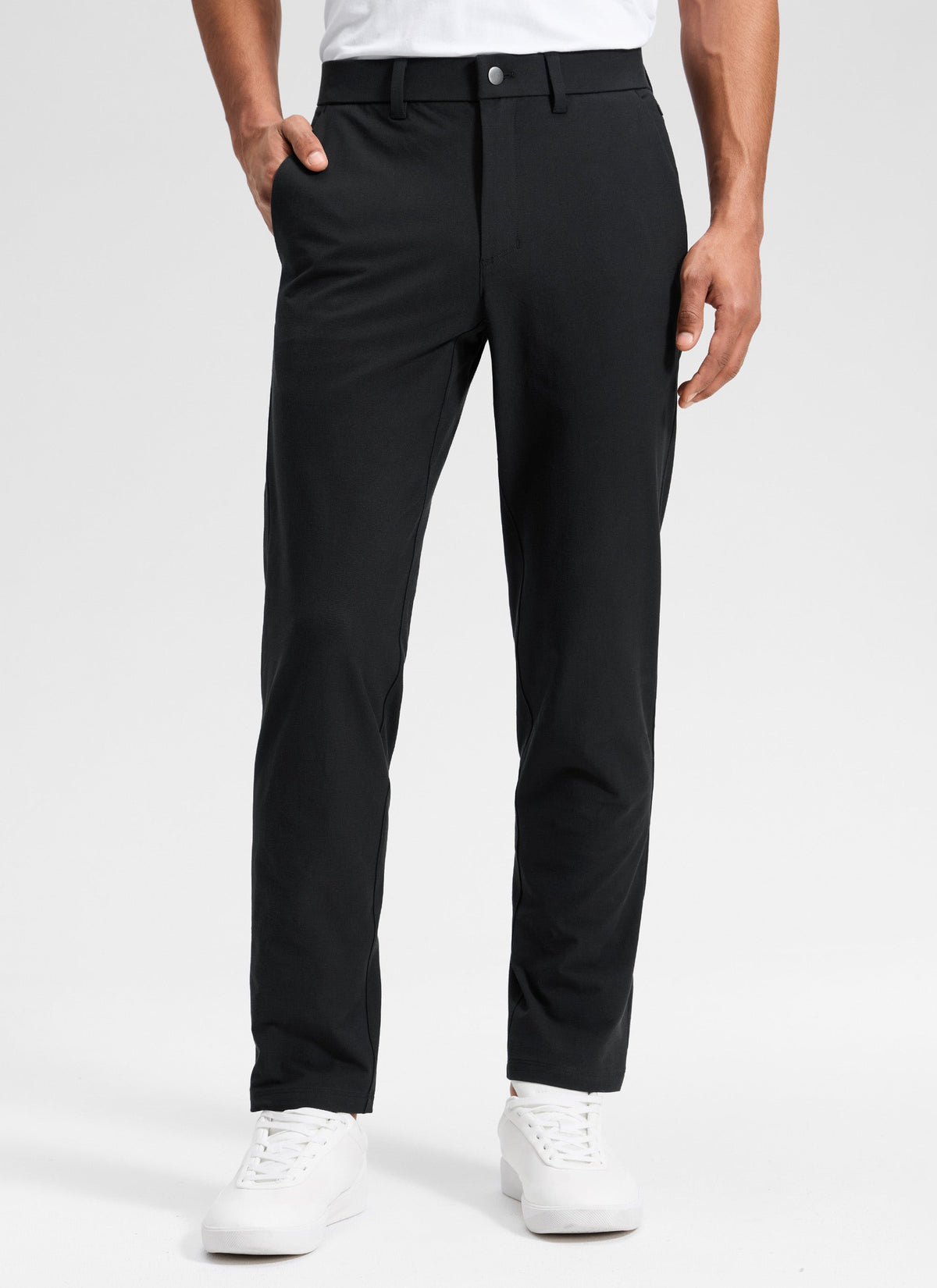 Men's straight leg chino trousers with belt loops, button fastening and front pockets