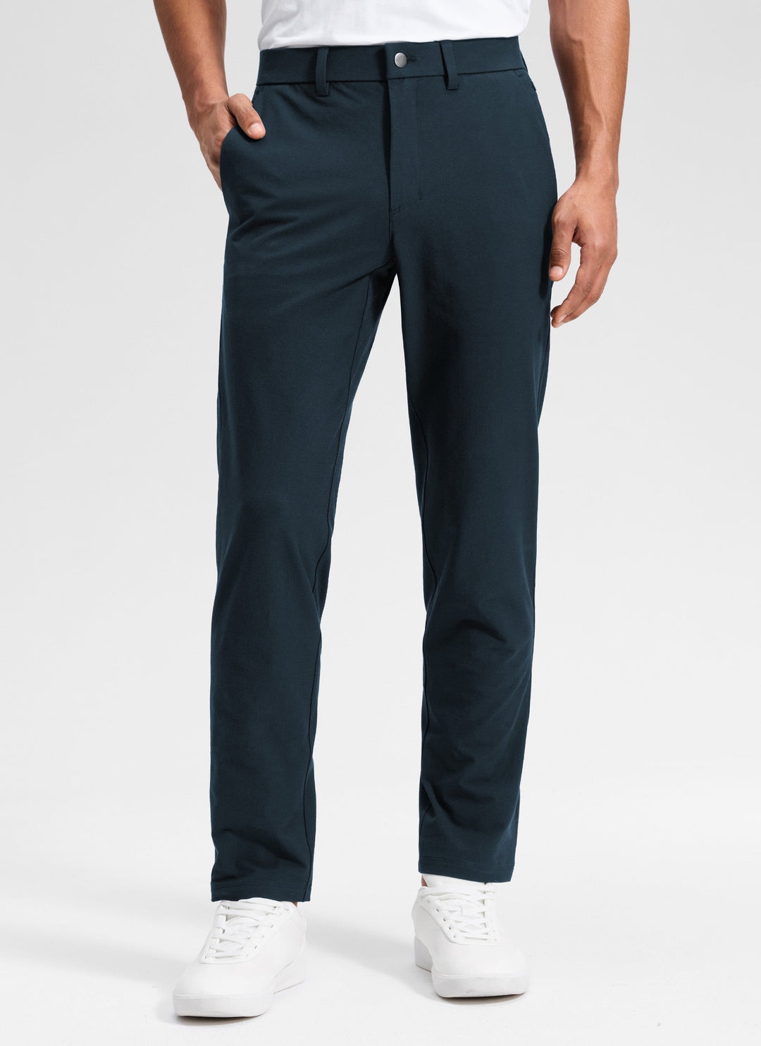 Men's straight leg chino trousers with belt loops, button fastening and front pockets