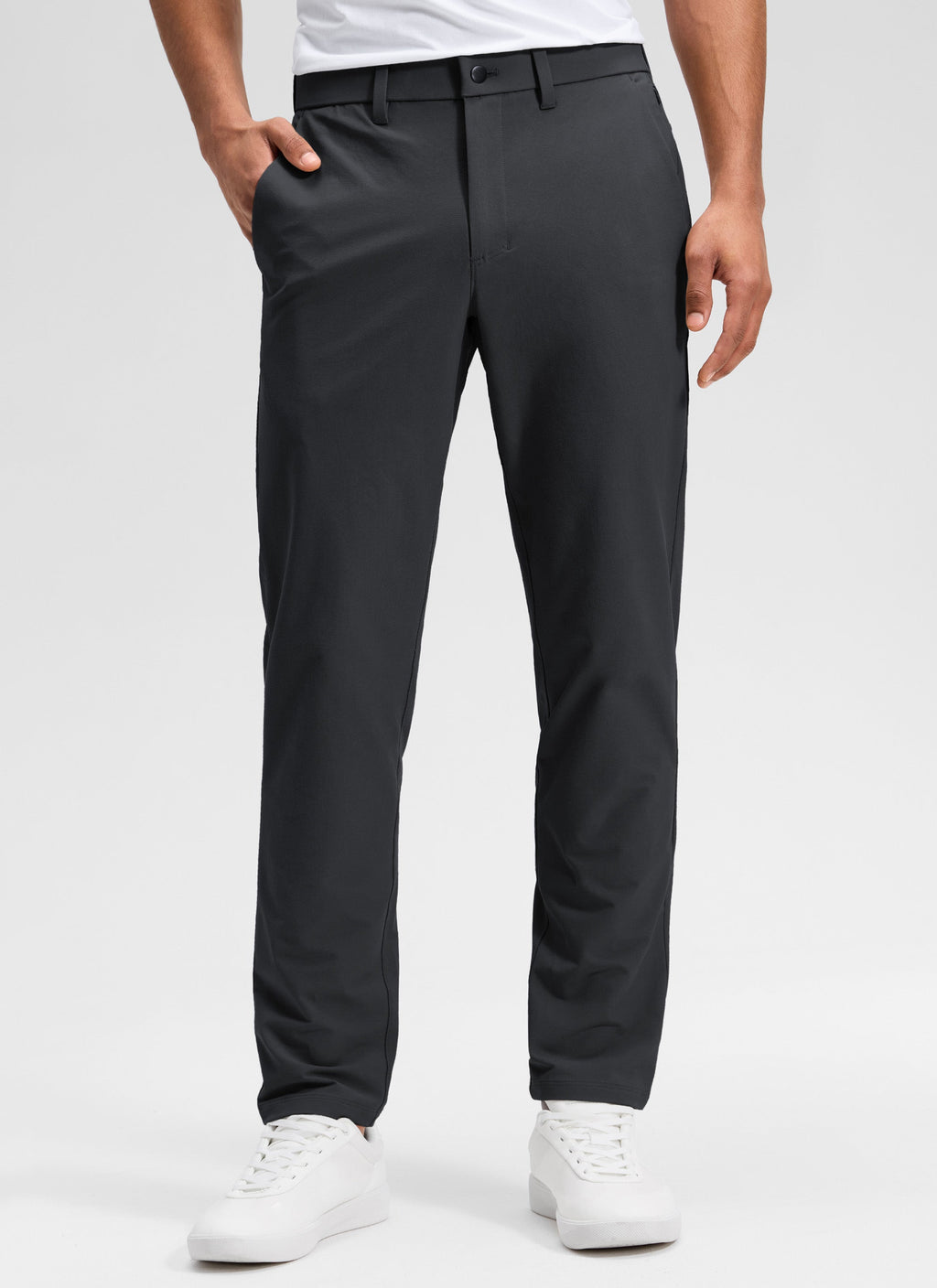 Men's straight leg chino trousers with belt loops, button fastening and front pockets