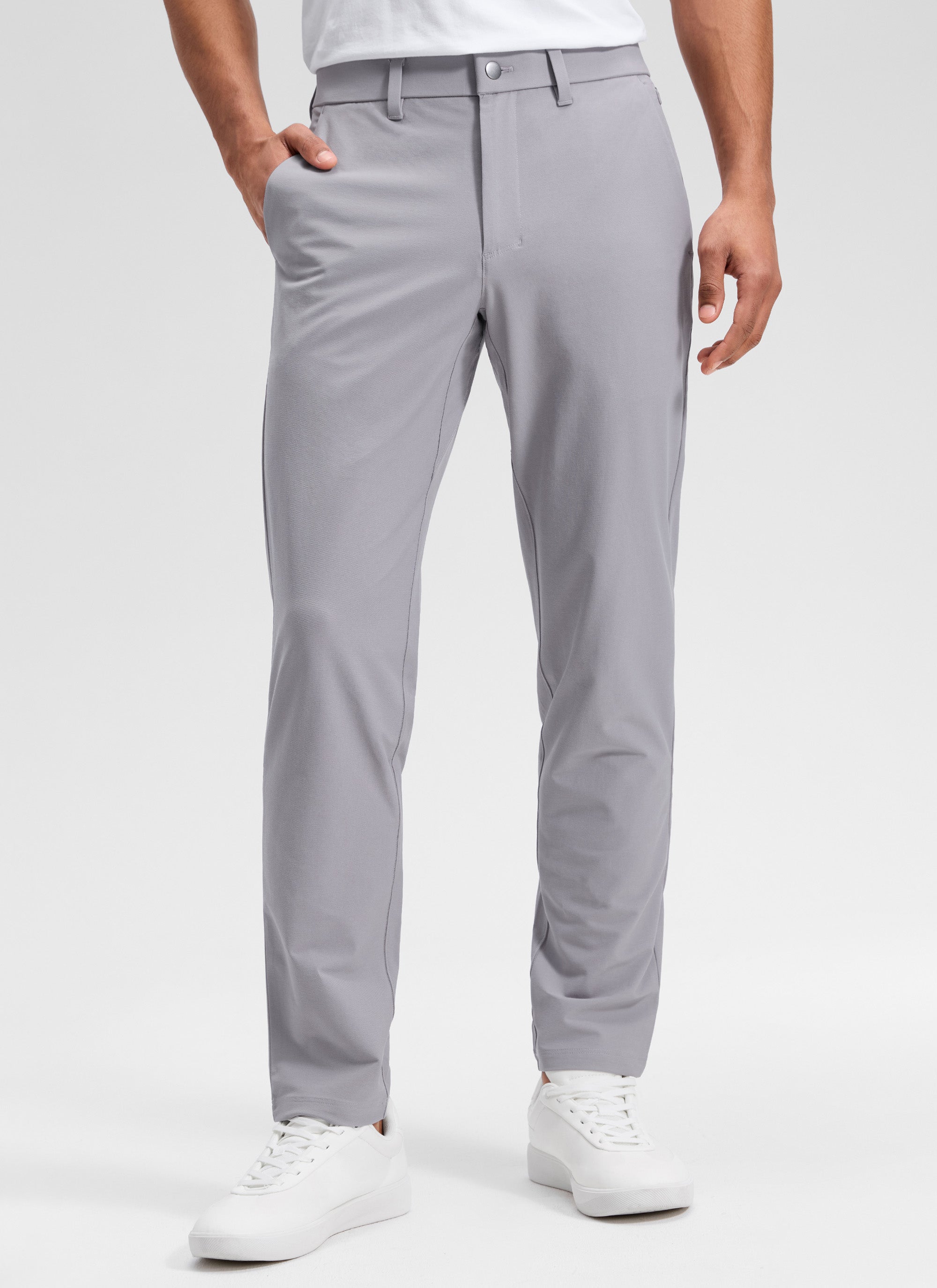 Men's straight leg chino trousers with belt loops, button fastening and front pockets