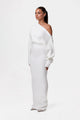 Women's asymmetric one-shoulder knit maxi dress with long sleeves