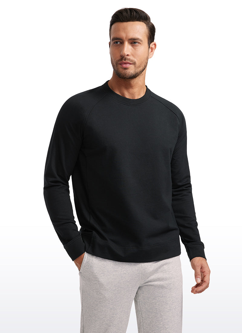 Men's long-sleeve crew neck pullover sweatshirt with ribbed trims