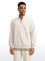 Men's plain half-zip mock neck sweatshirt with long sleeves