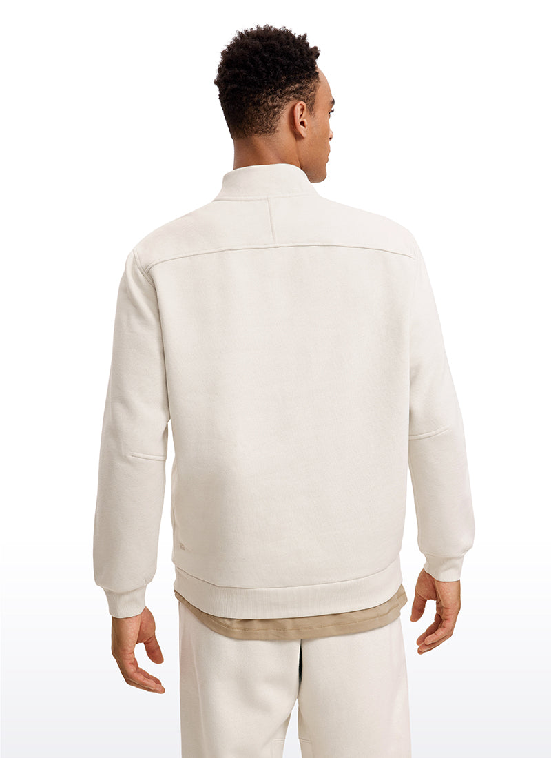 Men's plain half-zip mock neck sweatshirt with long sleeves