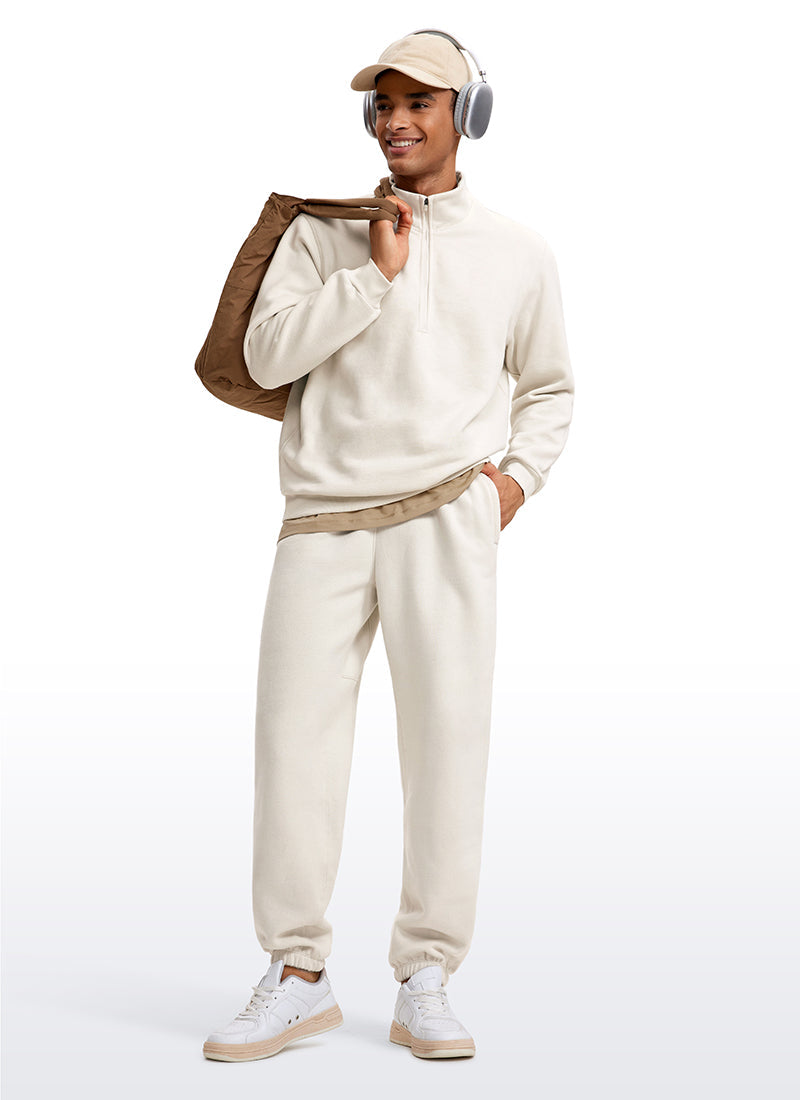 Men's plain half-zip mock neck sweatshirt with long sleeves