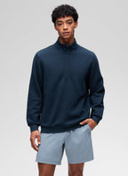 Men's plain half-zip mock neck sweatshirt with long sleeves