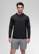 Men's long-sleeve pullover hoodie with drawstring hood and front pouch pocket