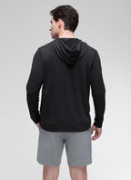 Men's long-sleeve pullover hoodie with drawstring hood and front pouch pocket