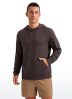 Men's long-sleeve pullover hoodie with drawstring hood and front pouch pocket