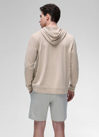 Men's long-sleeve pullover hoodie with drawstring hood and front pouch pocket
