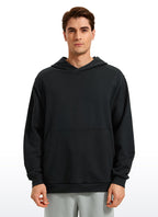 Men's black pullover hoodie with hood and front kangaroo pocket