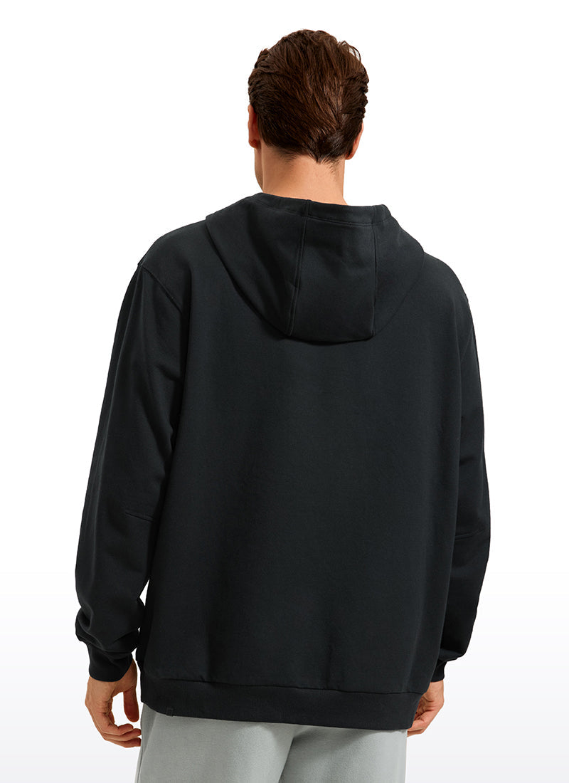 Men's black pullover hoodie with hood and front kangaroo pocket