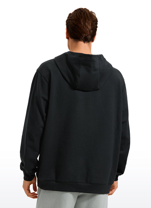 Men's black pullover hoodie with hood and front kangaroo pocket
