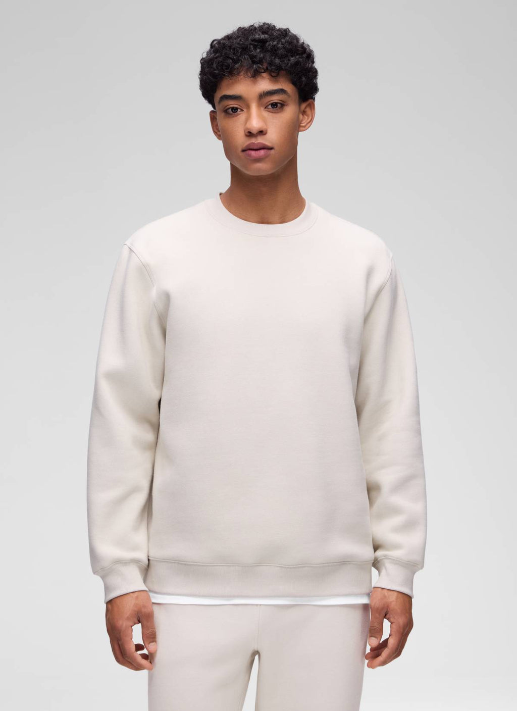 Men's plain fleece lined crew neck sweatshirt with ribbed trims