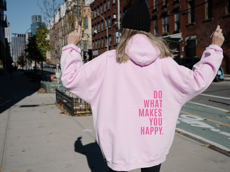 Women's oversized hooded sweatshirt with bold back text print