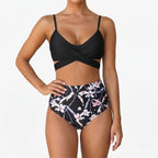Naluwa  - Ladies High Waisted Floral Bikini Set Swimming At The Beach