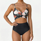 Naluwa  - Ladies High Waisted Floral Bikini Set Swimming At The Beach