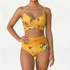Naluwa  - Ladies High Waisted Floral Bikini Set Swimming At The Beach