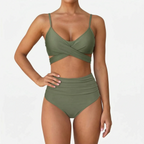 Naluwa  - Ladies High Waisted Floral Bikini Set Swimming At The Beach