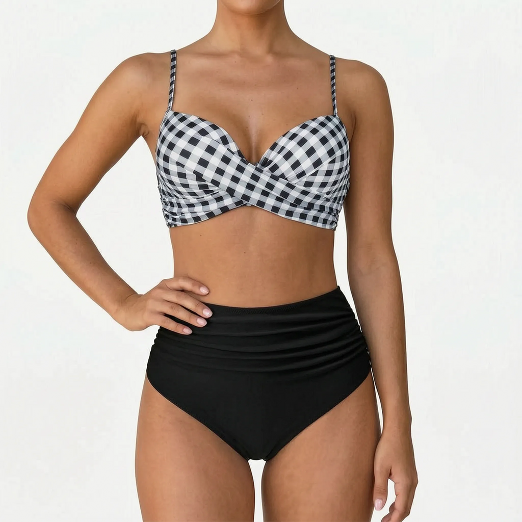 Naluwa  - Ladies High Waisted Floral Bikini Set Swimming At The Beach