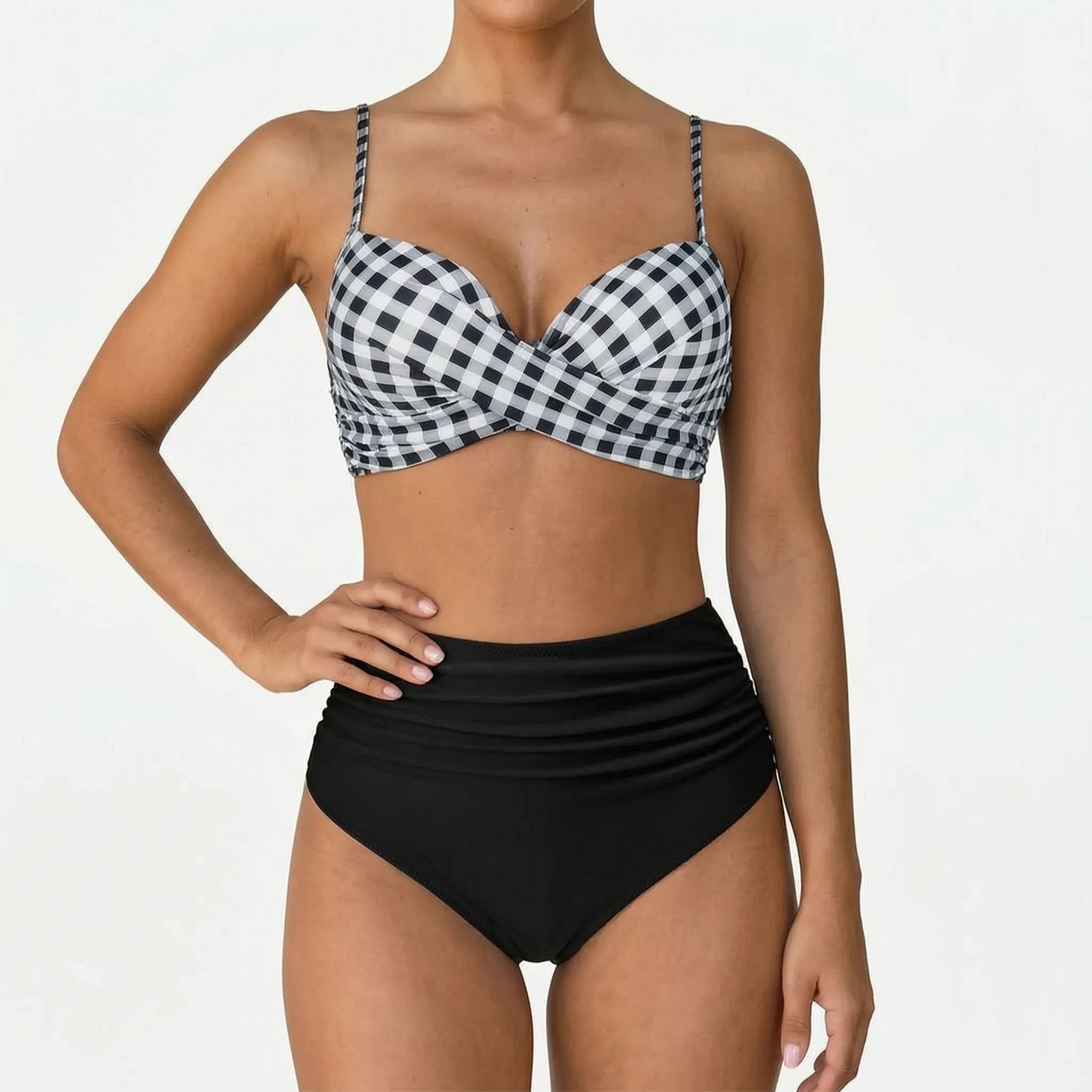 Naluwa  - Ladies High Waisted Floral Bikini Set Swimming At The Beach