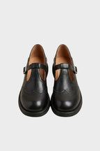 Women's Oxford Mary Jane flats with brogue detailing and buckle straps