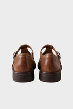 Women's Oxford Mary Jane flats with brogue detailing and buckle straps