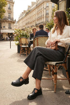 Women's Oxford Mary Jane flats with brogue detailing and buckle straps