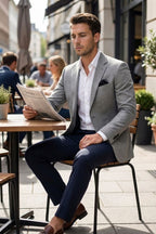 Men's slim-fit blazer with notch lapels and two-button front
