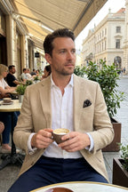 Men's slim-fit blazer with notch lapels and two-button front