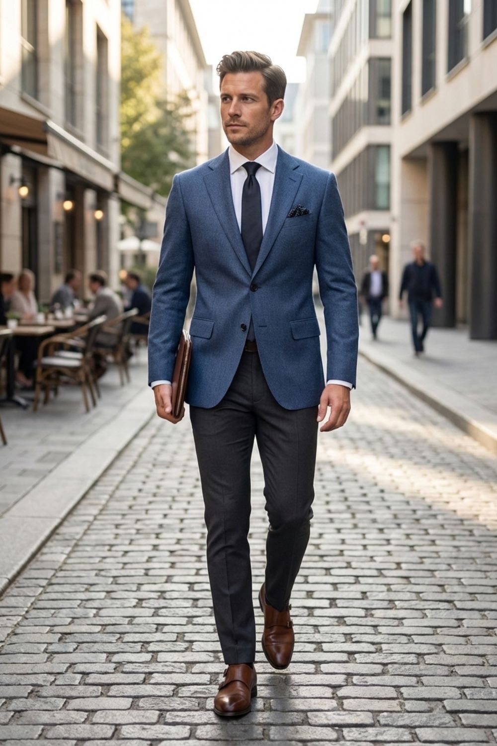 Men's slim-fit blazer with notch lapels and two-button front