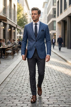 Men's slim-fit blazer with notch lapels and two-button front
