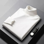 Men's plain ribbed turtleneck jumper with long sleeves